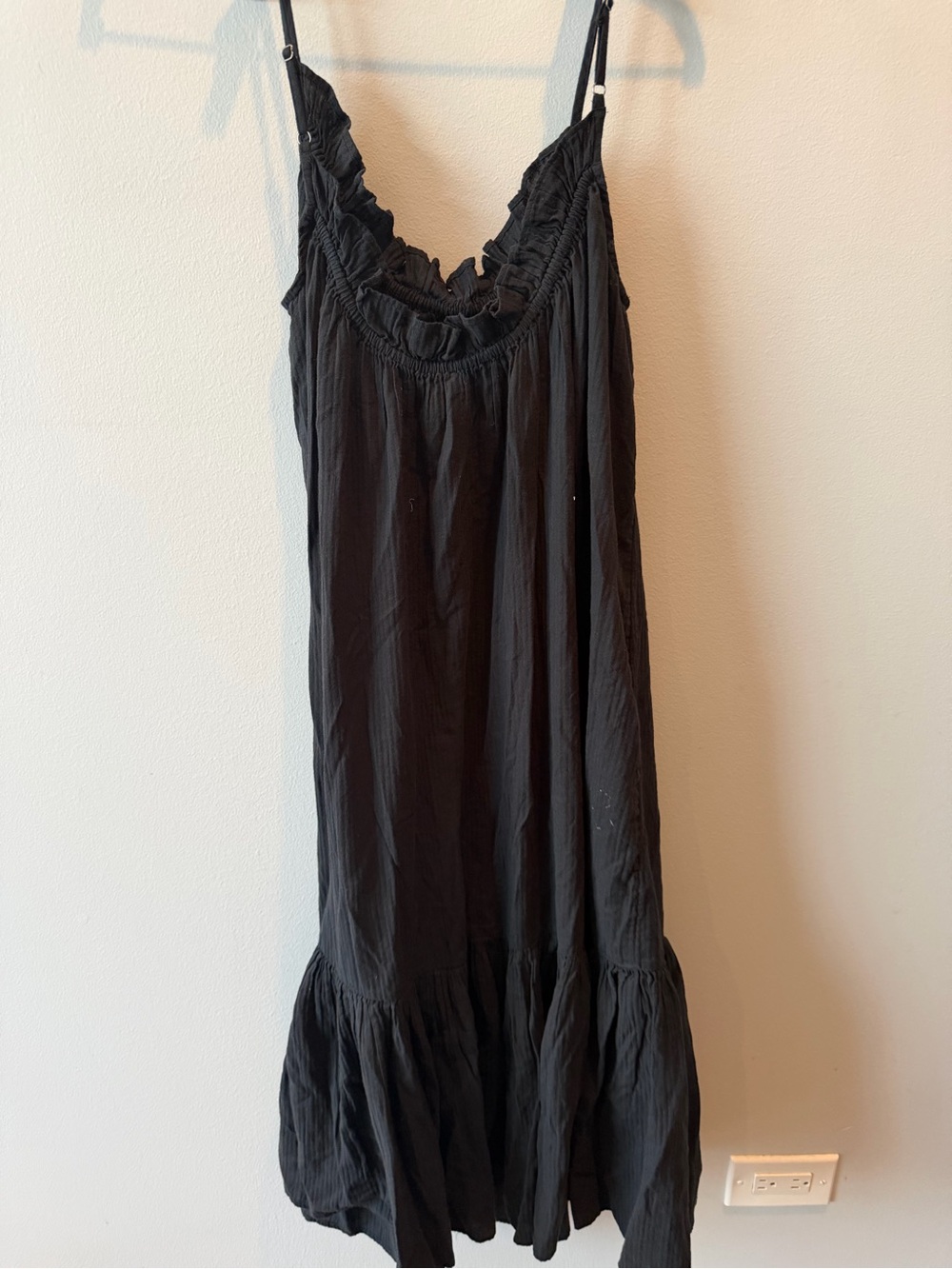 J. Crew Black Ruffled Spaghetti-Strap Swim Coverup Dress - Picture 3 of 3